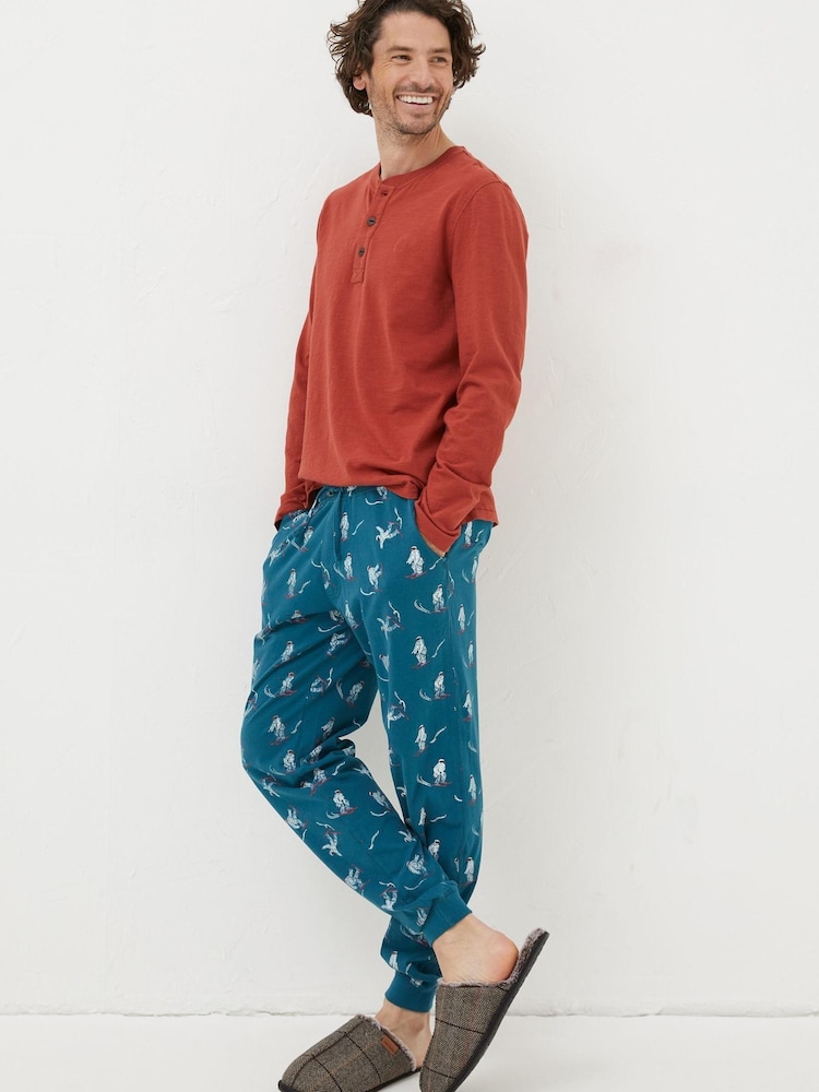FatFace Blue Yeti Pyjama Joggers - Image 1 of 4 FatFace Blue Yeti Pyjama Joggers - Image 1 of 4
