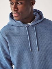 Blue Hooded Premium Textured Overhead Hoodie - Image 4 of 8