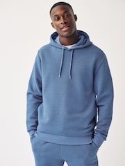 Blue Hooded Premium Textured Overhead Hoodie - Image 7 of 8