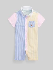 Polo Ralph Lauren Baby Yellow Funstripe Logo Romper - Slika 1 iz 2