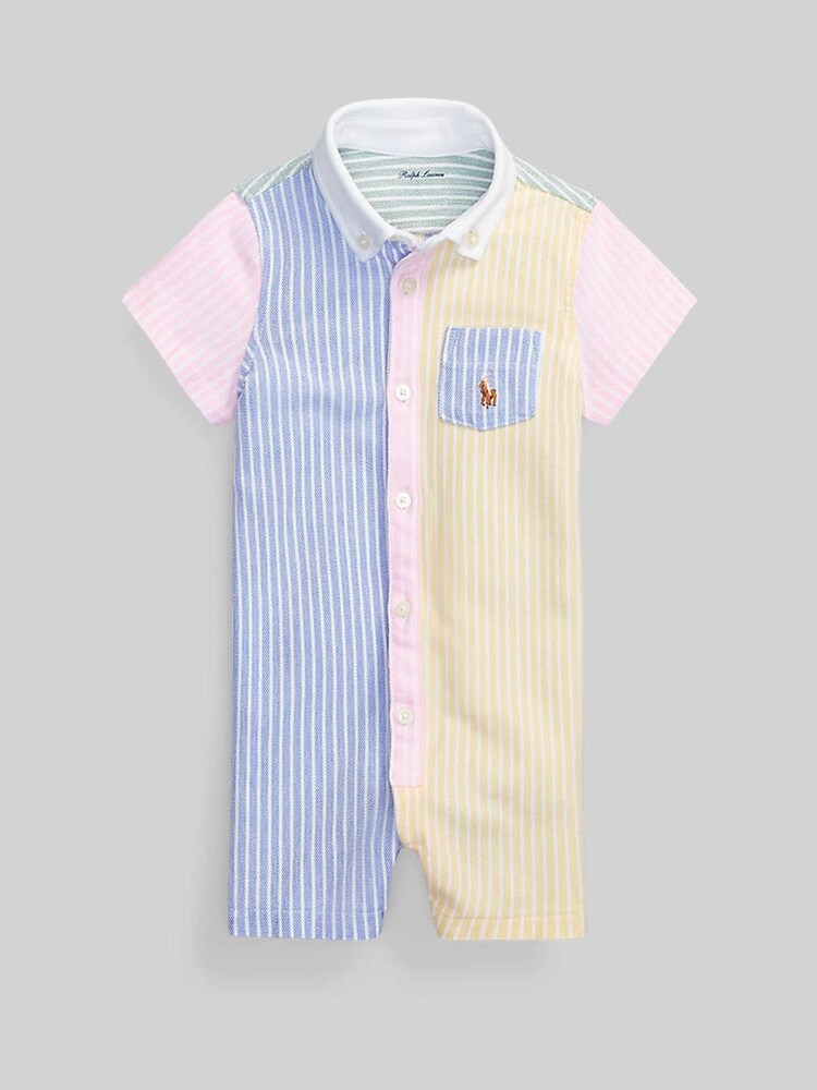 Polo Ralph Lauren Baby Yellow Funstripe Logo Romper - Slika 1 iz 2