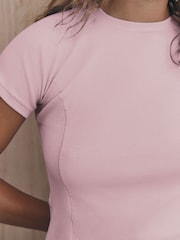 self. Baby Pink Fitted Rib T-Shirt - Image 4 of 4