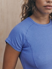 self. Cobalt Blue Fitted Rib T-Shirt - Image 6 of 9