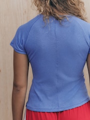self. Cobalt Blue Fitted Rib T-Shirt - Image 8 of 9