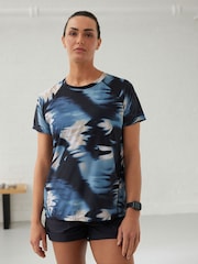 Blue/Neutral Water Colour Print Active Sports Lightweight T-Shirt - Image 1 of 6
