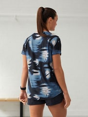 Blue/Neutral Water Colour Print Active Sports Lightweight T-Shirt - Image 2 of 6