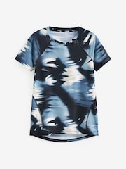 Blue/Neutral Water Colour Print Active Sports Lightweight T-Shirt - Image 5 of 6