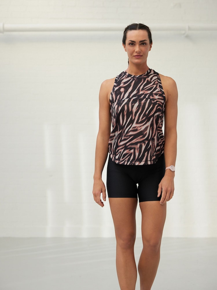 Zebra Print Active Sport Lightweight Mesh Detail Vest - Image 1 of 6