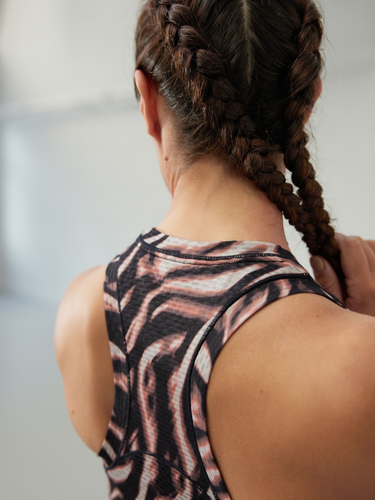 Zebra Print Active Sport Lightweight Mesh Detail Vest - Image 4 of 6