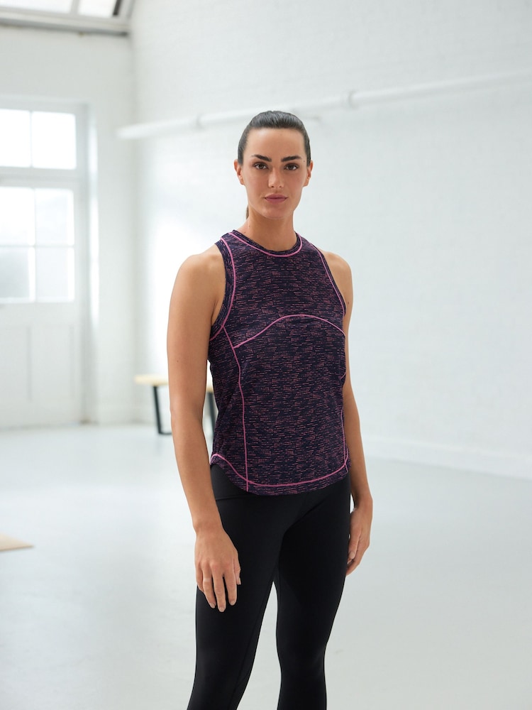 Navy Blue Dotty Print Active Sport Lightweight Mesh Detail Vest - Image 1 of 6