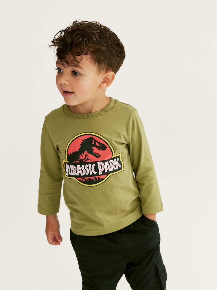 Khaki Green Jurassic Park Long Sleeve T-Shirt (3mths-8yrs) - Image 1 of 6