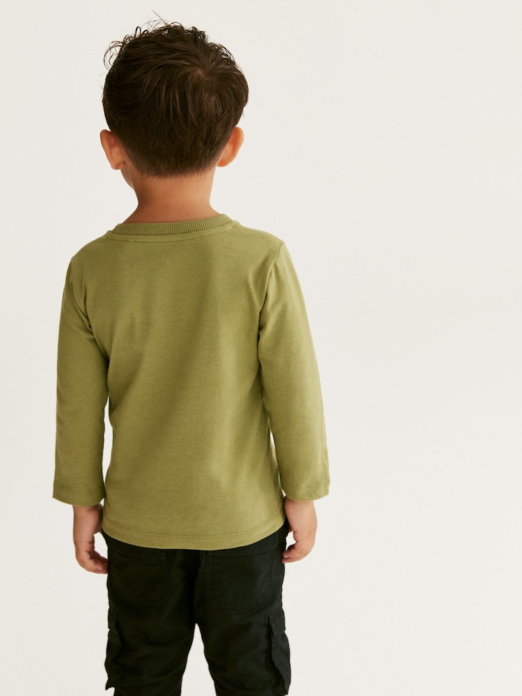 Khaki Green Jurassic Park Long Sleeve T-Shirt (3mths-8yrs) - Image 2 of 6