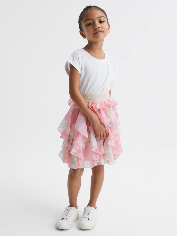 Reiss Pink Print Lola 4-9 yrs Ruffle Printed Skirt - Image 1 of 7