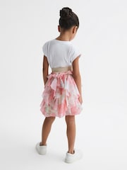 Reiss Pink Print Lola 4-9 yrs Ruffle Printed Skirt - Image 5 of 7