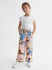Reiss Lilac Liv 9-12 yrs Floral Printed Straight Leg Trousers - Image 1 of 7