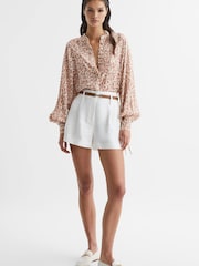 Reiss Neutral Calla Animal Print Blouse - Image 3 of 6
