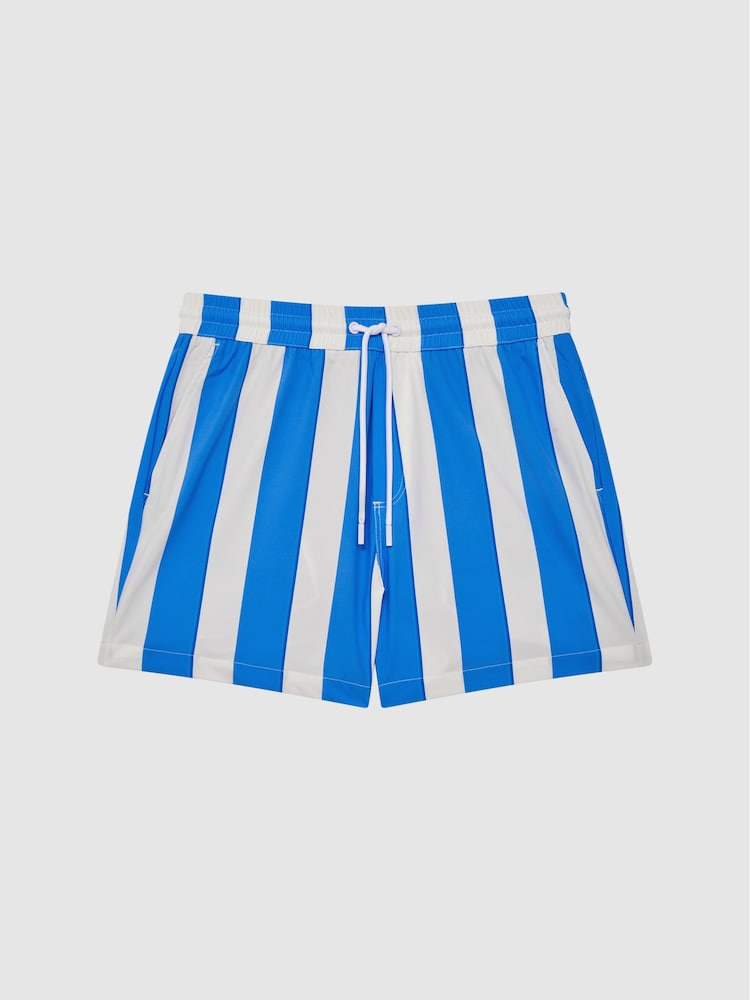 Reiss Blue/White Ocean Striped Drawstring Swim Shorts - Image 2 of 7