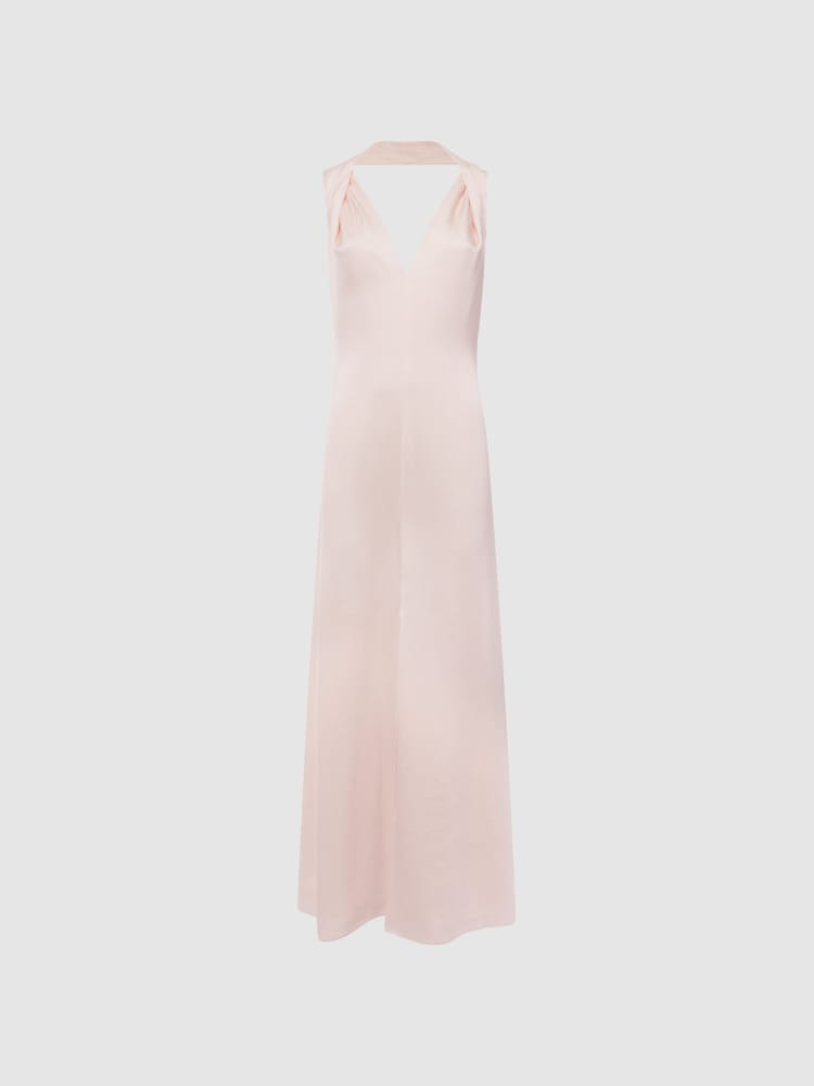 Reiss Nude Lila Bridesmaid Twist Detail Midi Dress - Image 2 of 5