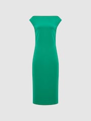Reiss Green Zaria Off-Shoulder Bodycon Midi Dress - Image 2 of 6