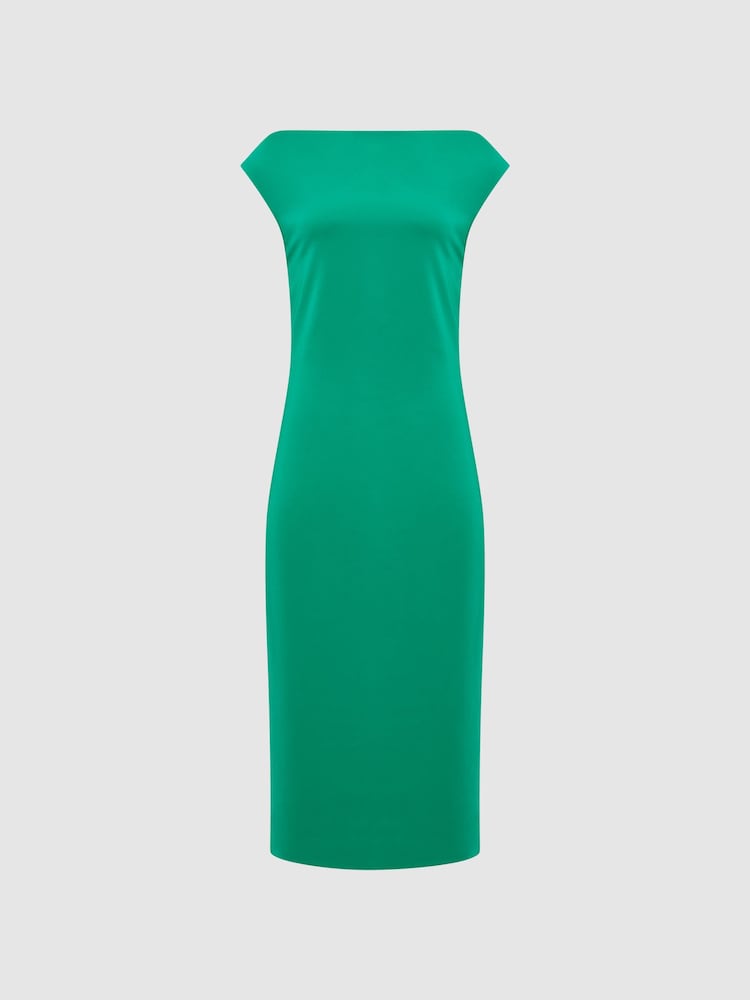 Reiss Green Zaria Off-Shoulder Bodycon Midi Dress - Image 2 of 6