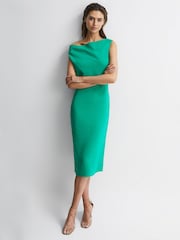 Reiss Green Zaria Off-Shoulder Bodycon Midi Dress - Image 6 of 6