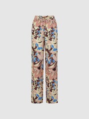 Reiss Multi Liv Floral Printed Wide Leg Trousers - Image 2 of 6