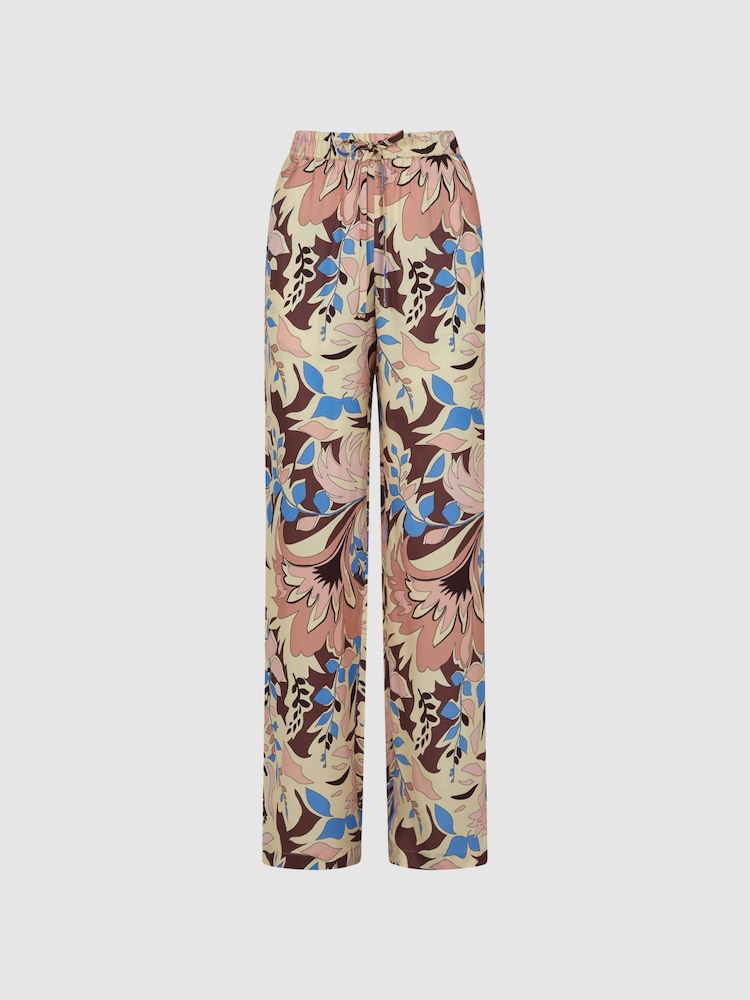 Reiss Multi Liv Floral Printed Wide Leg Trousers - Image 2 of 6