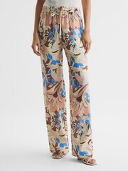 Reiss Multi Liv Floral Printed Wide Leg Trousers - Image 3 of 6