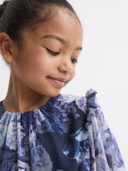 Reiss Blue Print Henrietta 4-9 yrs Printed Tiered Dress - Image 4 of 6