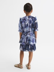 Reiss Blue Print Henrietta 4-9 yrs Printed Tiered Dress - Image 5 of 6