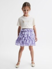 Reiss Lilac Lola 9-12 yrs Ruffle Printed Skirt - Image 3 of 6
