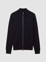 Reiss Navy Hampshire Merino Wool Zip-Through Cardigan - Image 2 of 7