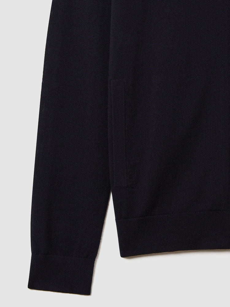 Reiss Navy Hampshire Merino Wool Zip-Through Cardigan - Image 7 of 7 Reiss Navy Hampshire Merino Wool Zip-Through Cardigan - Image 7 of 7