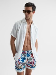 Reiss Multi Arizona Floral Print Drawstring Swim Shorts - Image 6 of 6