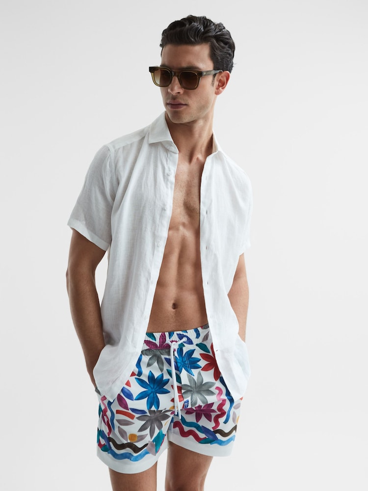 Reiss Multi Arizona Floral Print Drawstring Swim Shorts - Image 6 of 6