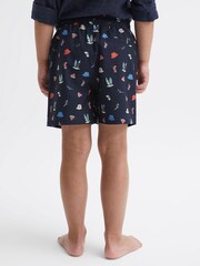 Reiss Black Augustus Junior Beach Print Swim Shorts - Image 5 of 7