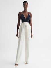 Reiss Navy/White India Colourblock Jumpsuit - Image 1 of 6