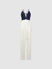 Reiss Navy/White India Colourblock Jumpsuit - Image 2 of 6