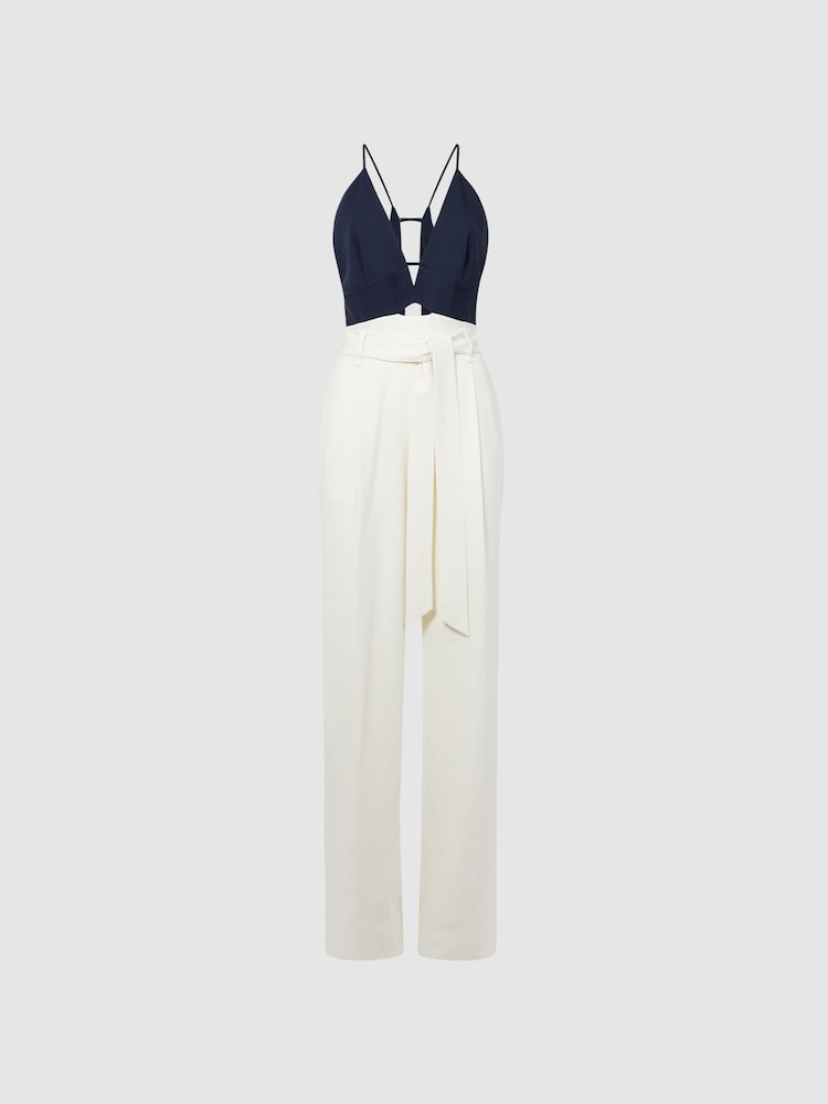 Reiss Navy/White India Colourblock Jumpsuit - Image 2 of 6