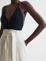 Reiss Navy/White India Colourblock Jumpsuit - Image 4 of 6
