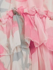 Reiss Pink Print Henrietta 9-12 yrs Printed Tiered Dress - Image 6 of 6
