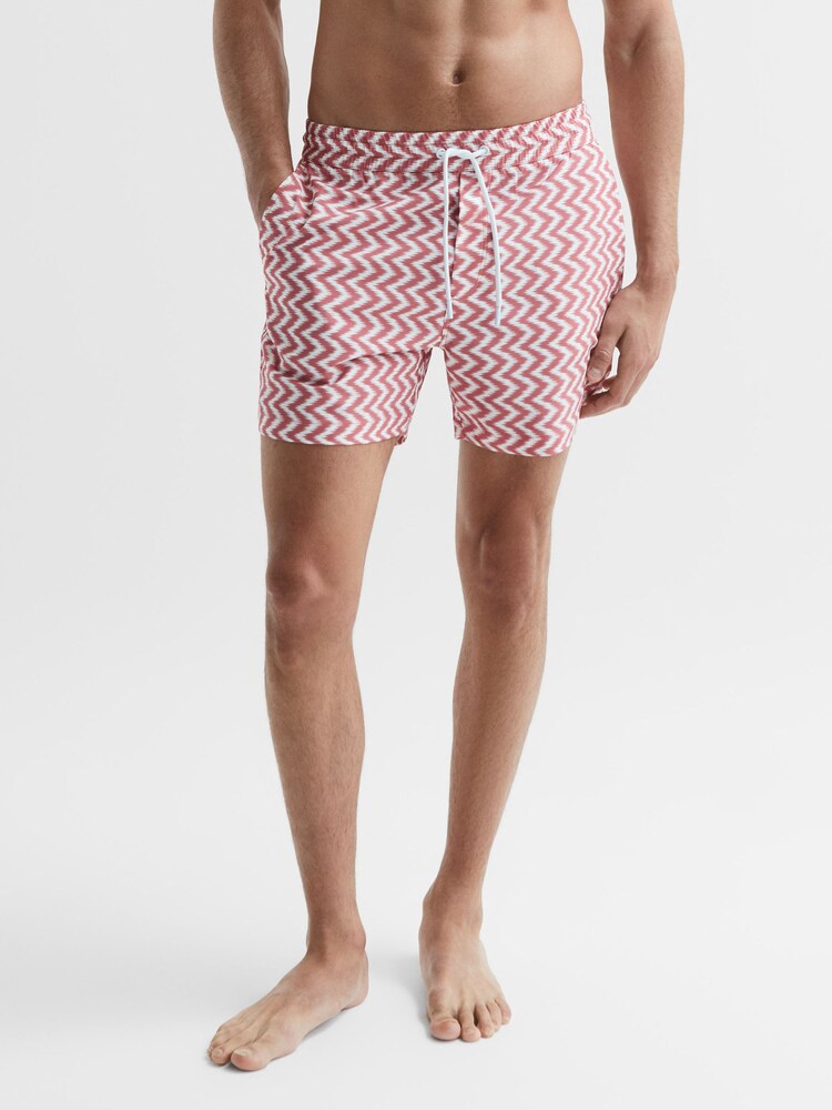 Reiss Rust Florida Printed Drawstring Swim Shorts - Image 1 of 6