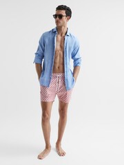 Reiss Rust Florida Printed Drawstring Swim Shorts - Image 6 of 6