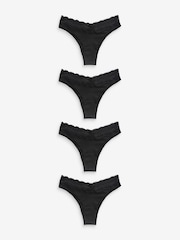 Black Extra High Leg Lace Knickers 4 Pack - Image 1 of 5