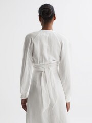 Reiss White Axelle Linen High Rise Skirt - Image 4 of 6