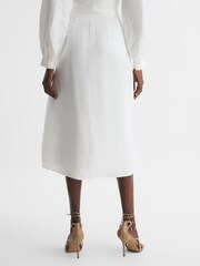 Reiss White Axelle Linen High Rise Skirt - Image 5 of 6
