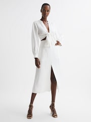 Reiss White Axelle Linen High Rise Skirt - Image 6 of 6
