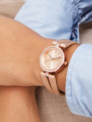 Champagne Gold Tone Split Strap Sparkle Dial Watch - Image 1 of 4