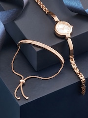 Rose Gold Tone Sparkle Dial Watch And Bangle Set - Image 1 of 7