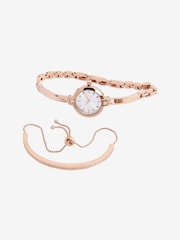 Rose Gold Tone Sparkle Dial Watch And Bangle Set - Image 3 of 7